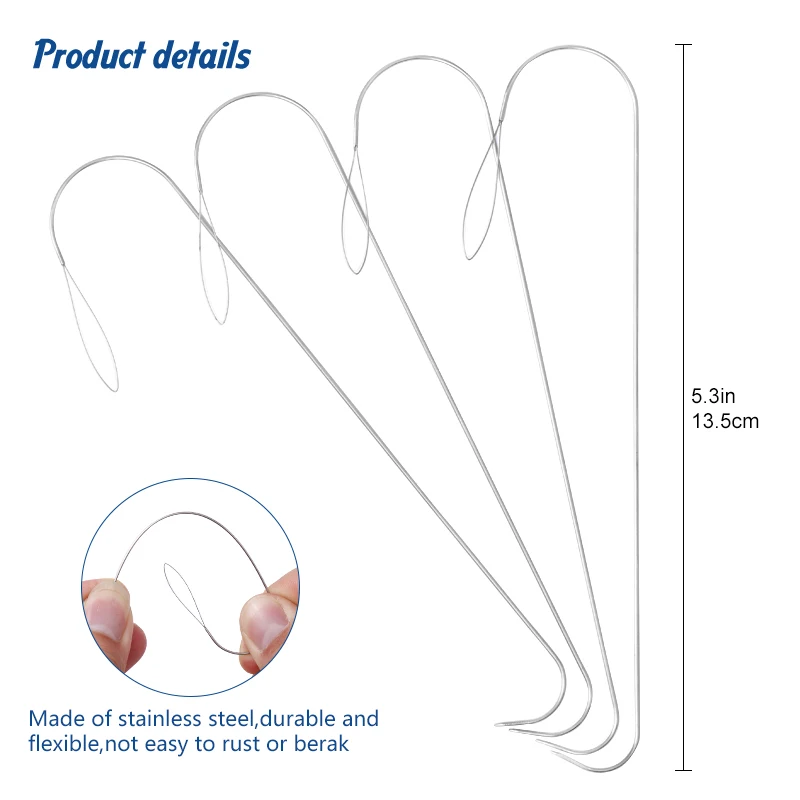 Beading Needle Fine - 2/5Pcs 5.3 Inches Large Eye Curved