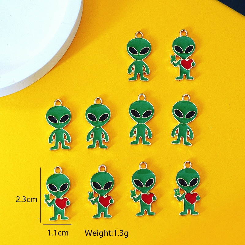 Jewelry Making For Birthday Party - 10pcs Simple Alien Alloy Drip Oil