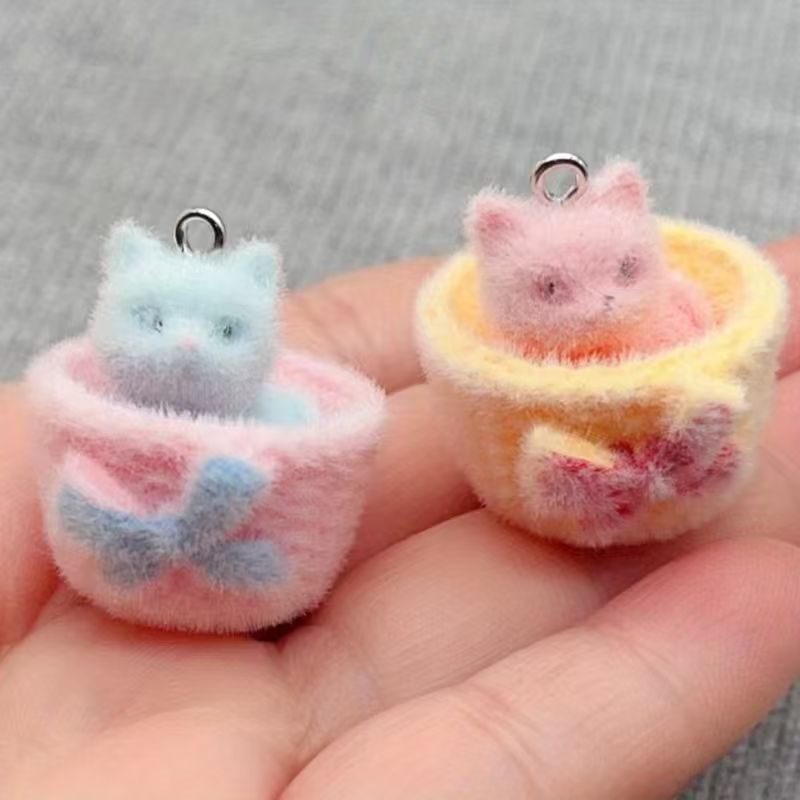4pcs 3D plush resin cat pendan - Jewelry Making For Birthday Party recension och pris