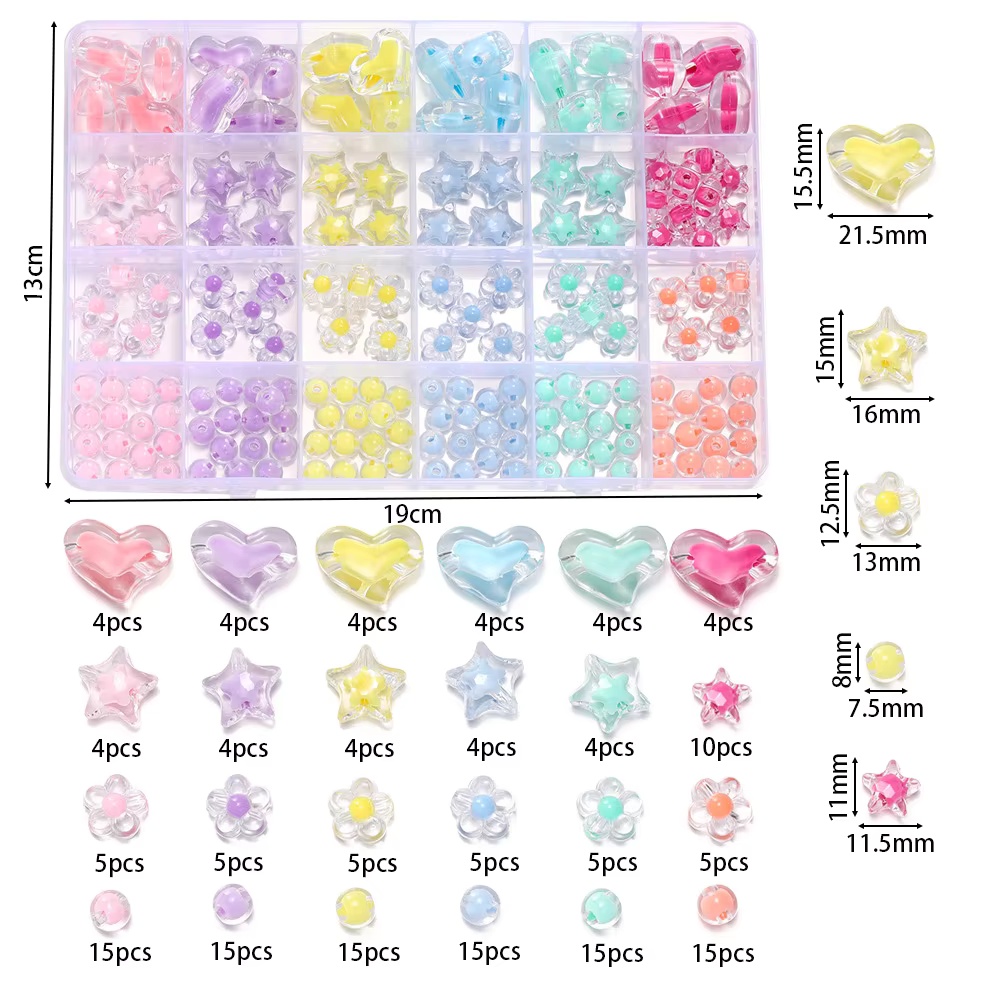174pcs/Box Heart Acrylic Beads - Jewelry Making Kits For Kids recension och pris