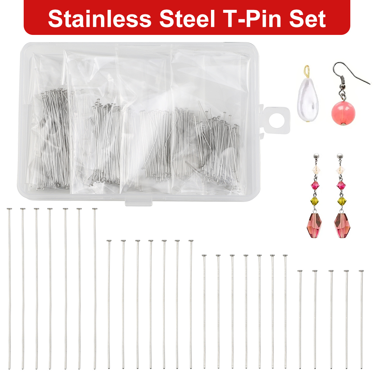 400pcs/box 35-50mm Stainless S - Beading Needle Fine recension och pris